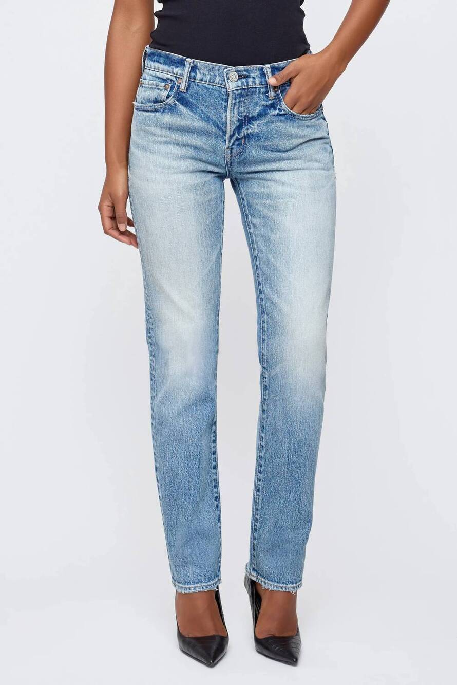 NEW MOUSSY deland slim straight jeans in light blue